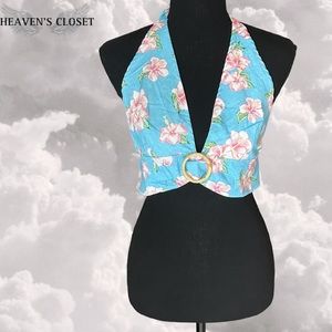 Delias y2k inspired floral halter crop top